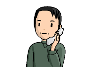 調停期日に出席できないことを電話連絡する男性