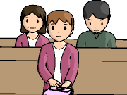 調停の合間に控え室で待機する女性