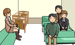 調停控え室で待つ