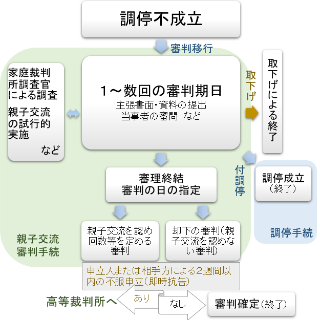 調停不成立後の親子交流審判手続の流れ